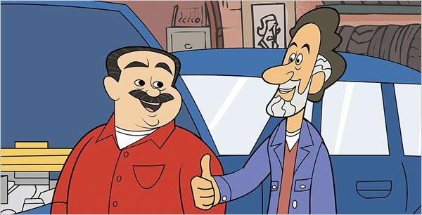 Click and Clack, alter-ego-urile lui Tom și Ray Magliozzi, din serialul animat bazat pe NPR