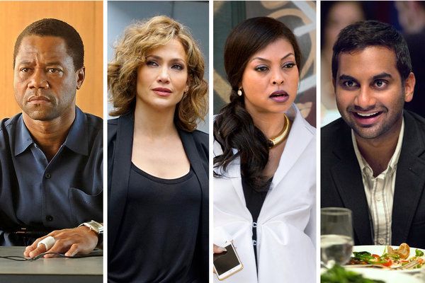 De izquierda a derecha: Cuba Gooding Jr., Jennifer Lopez, Taraji P. Henson y Aziz Ansari.