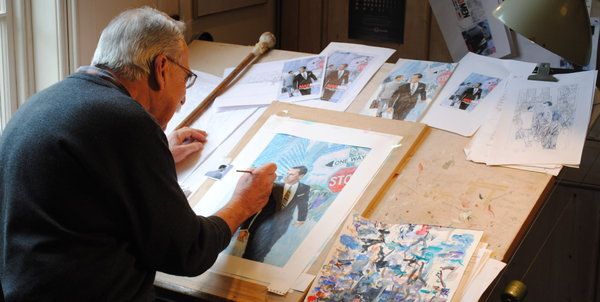 Brian Sanders travaille sur son illustration qui sera utilisée pour commercialiser la nouvelle saison de Mad Men.