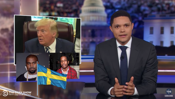 Donald Trump, który jest prezydentem Stanów Zjednoczonych, otrzymał telefon od swojego przyjaciela Kanye Westa, aby uratować rapera ze szwedzkiego więzienia, powiedział Trevor Noah w poniedziałek. Brzmi to jak nagłówek napisany przez gazetę na temat LSD.