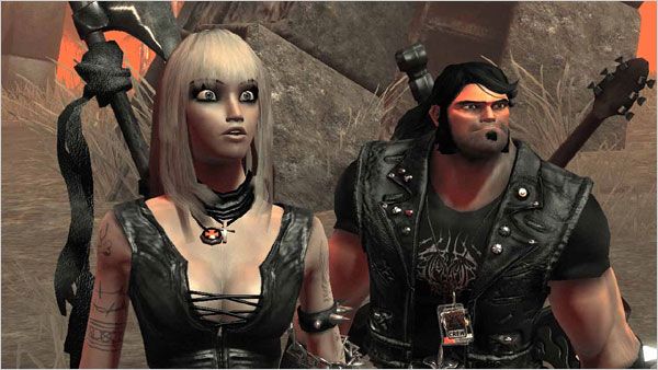 Brütal Legend: V tej video igrici je Eddie Riggs (glas Jack Black), desno, voznik, ki mora uporabiti moč rocka, da osvobodi svet demonov.