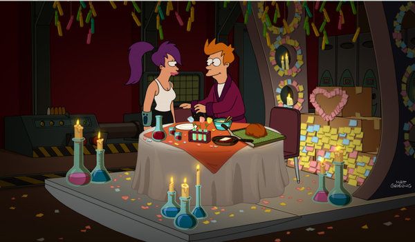 Fry, predtým z 20. storočia, a kapitánka vesmírnej lode Leela v poslednej sezóne Futuramy na Comedy Central.
