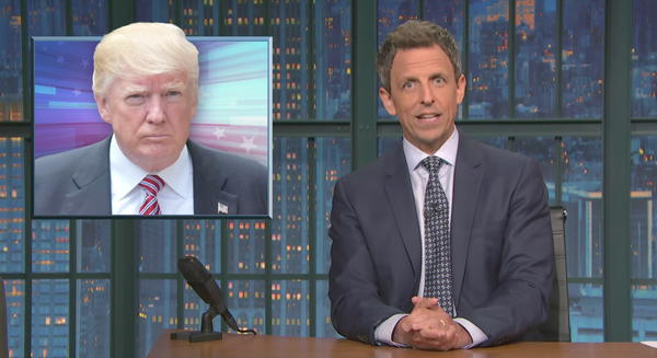 Seth Meyers zeigte, wie es aussehen könnte, die rechtlichen Verpflichtungen aus den Tweets von Präsident Trump zu streichen.