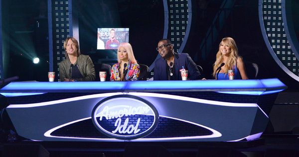 Die Idol-Juroren, von links: Keith Urban, Nicki Minaj, Randy Jackson und Mariah Carey.
