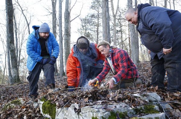 Vasakult John Parker, Chris Rankine, Creek Stewart ja Johnny Clark sarjas Fat Guys in the Woods, mis debüteerib pühapäeval ilmakanalis Weather Channel.